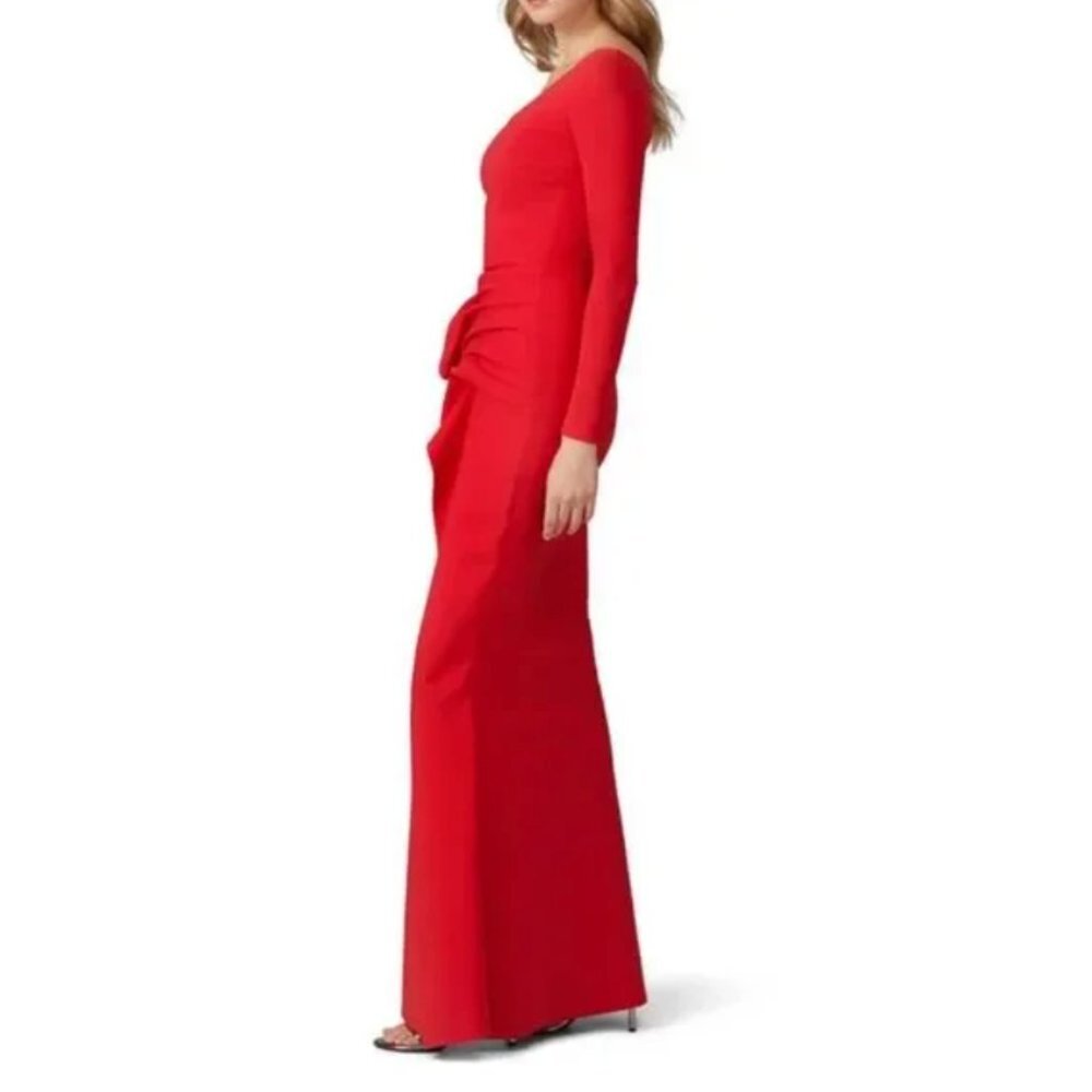 La Petite Robe di Chiara Boni Red Kimina One Shoulder Red Ruffle Gown Dress 10 - Picture 5 of 12